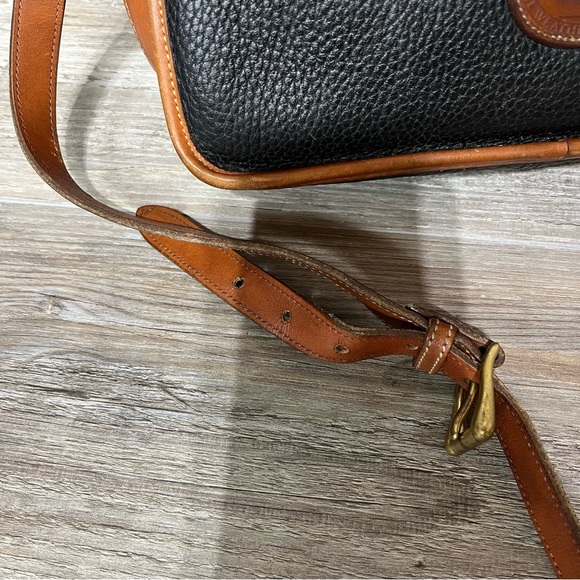 DOONEY & BOURKE Vintage Equestrian Leather Crossbody Purse Bag Black Tan - Picture 10 of 16